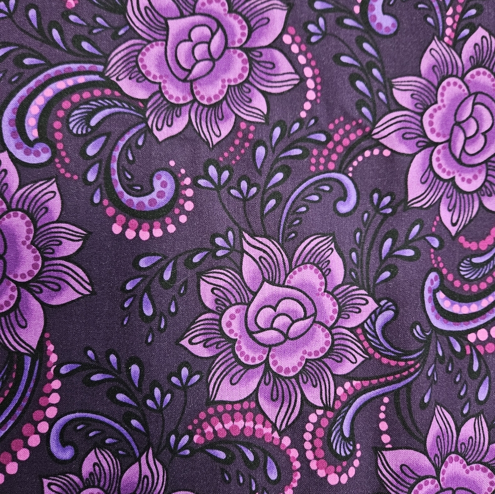 Purple & Pink Floral Cotton Fabric By The Yard